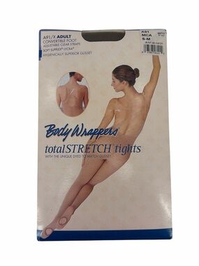 Body Wrappers Total Stretch Tights ADULT Convertible Foot  A91 Mocha Size S/M
